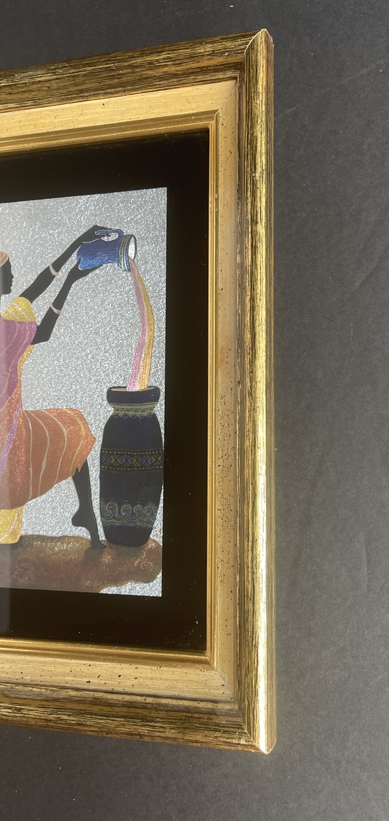 Vintage African American Foil Artwork w/ Wood Frame - Wall Decor Collectable