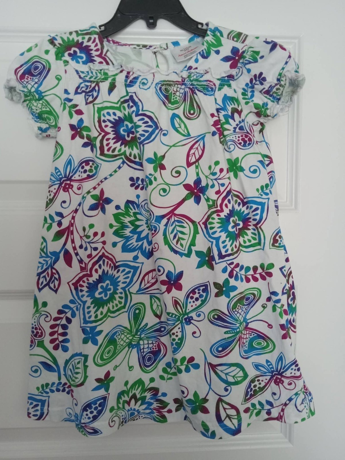 Hanna Andersson Dress Girls Butterly Floral 100% Cotton Size 5/6 110