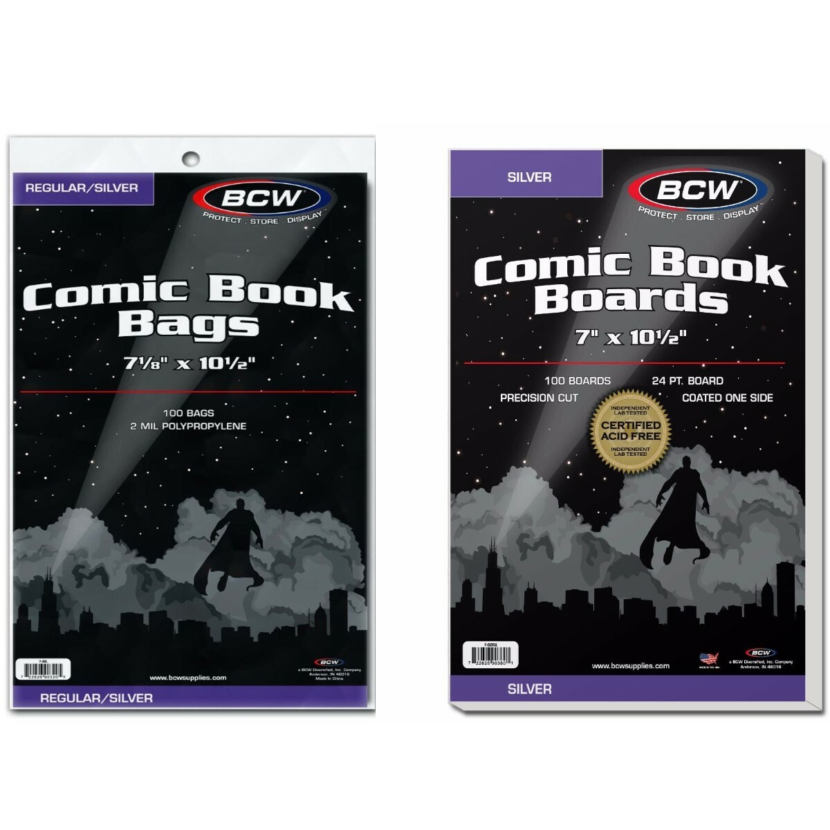 100 - BCW Silver Age  Polypropylene Comic Book Bags & Backing Boards Combo Set