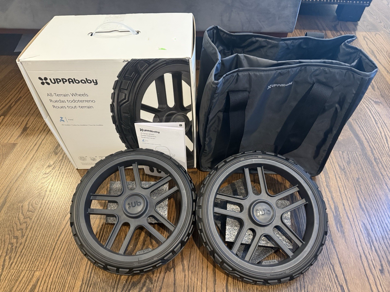 2 Rear Wheels Only UPPABaby Vista Stroller All-Terrain Wheels Easy Attach Wheels