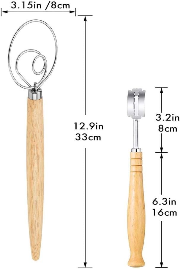 Danish Dough Whisk - Bread Making Tools - Danish Dough Hook - Bread Dough Mixer