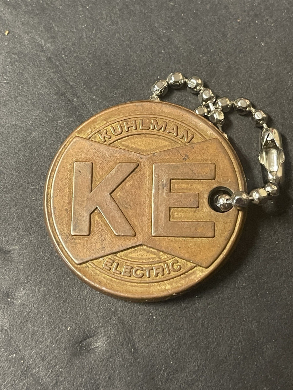 Vintage Kuhlman Electric Transformer Keychain FOB Lineman Electrician Advert