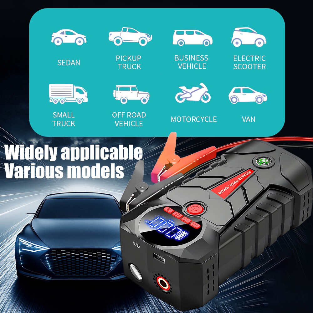 Portable Car Jump Starter with Air Compressor Inflator Air Pump Battery Charger