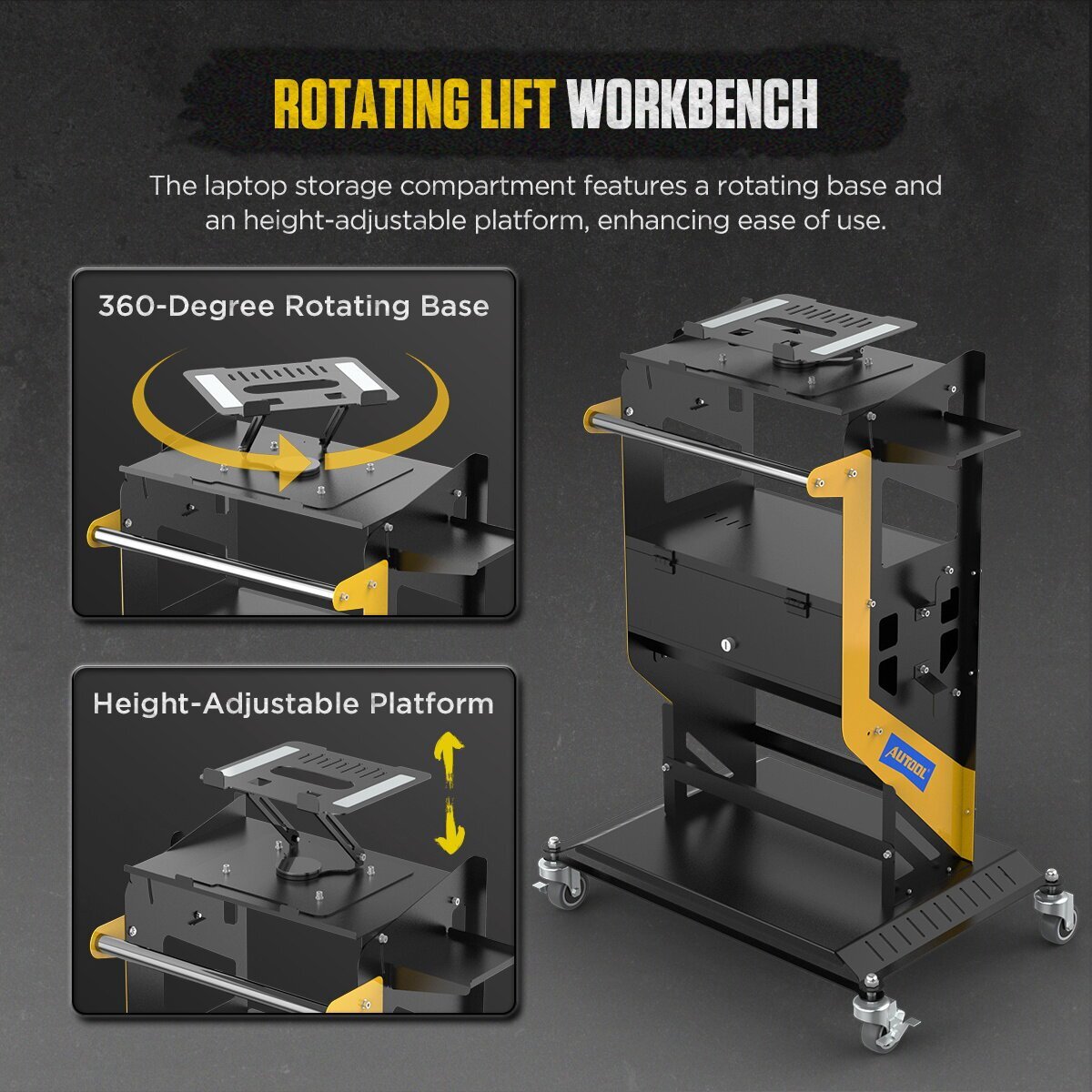 Automotive Service Tool Cart Car Repair Diagnostic Cart Safety locks Rotary lift