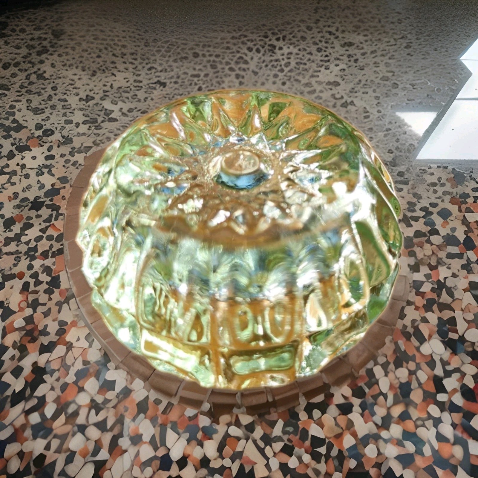 Key Lime Salt Dip 1 1/2" UV Shine Piink Westmoreland Mould Wilkerson Glass