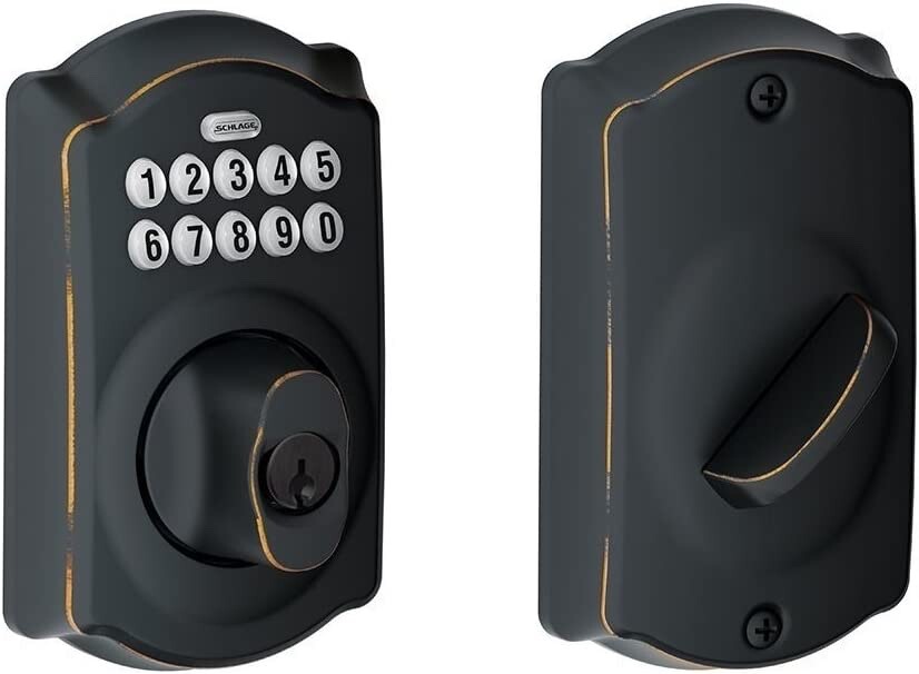 Schlage BE365 V CAM 716 Camelot Keypad Entry with Flex-Lock, Aged Bronze