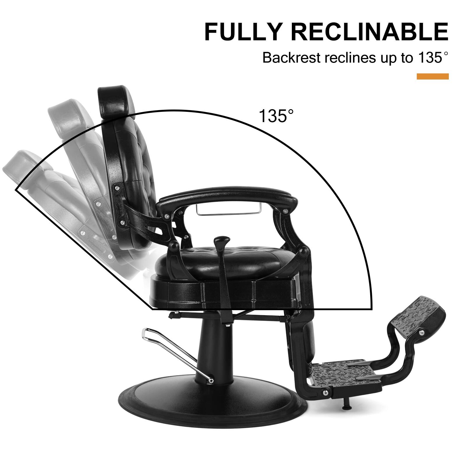 Vintage Black Heavy Duty Barber Chair Hydraulic Recline All Purpose Salon Beauty