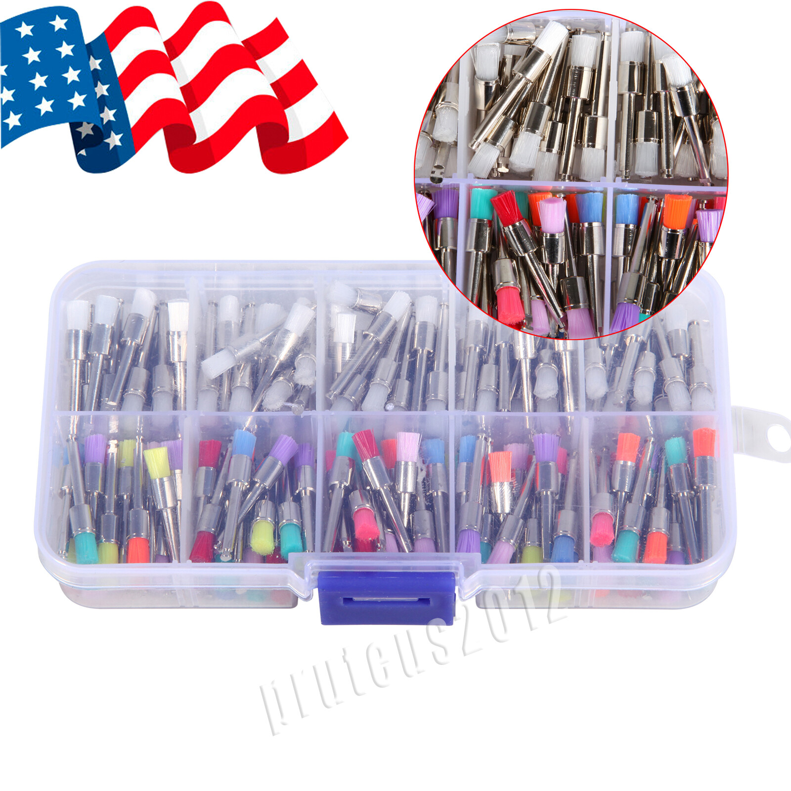 200pzas/pqt Tazón de Fuente de Nylon Colorido Dental Cepillo Profiláctico Pulido