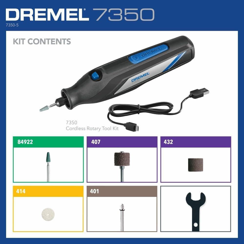 Dremel 7350 Cordless Rotary Tool Kit with USB-C Battery & 5 Accessories