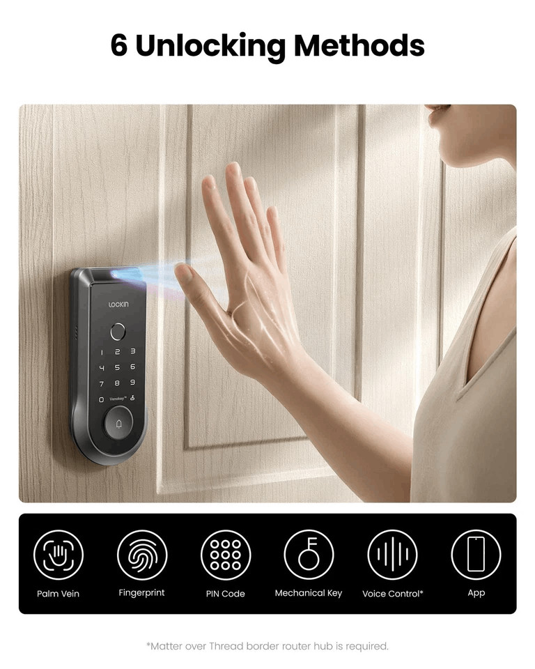 LOCKIN Veno Palm Vein/Fingerprint Recognition Smart Lock
