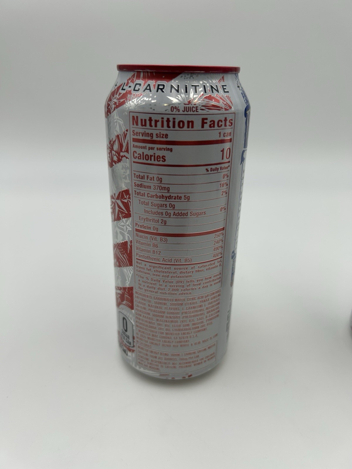 2 New Ultra Red White & Blue Monster Energy Exclusive Unopened Cans Ships FREE