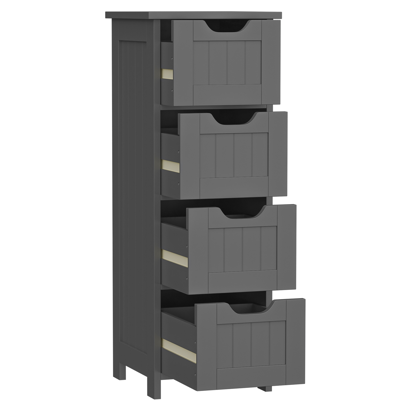 Bathroom Floor Cabinet with 4 Drawers Sturdy Storage Organizer Cabinet Gray