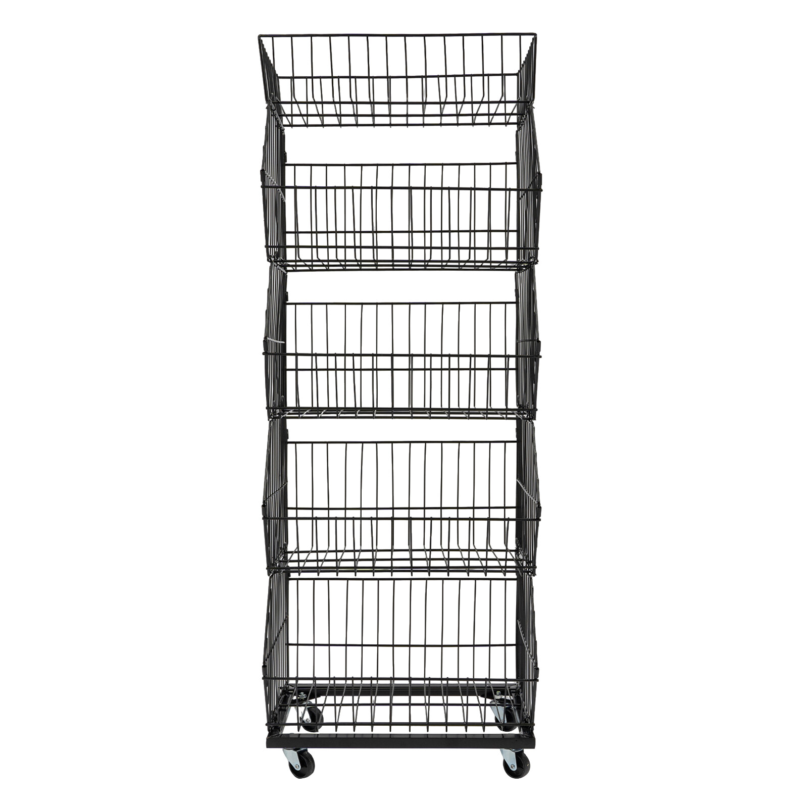5 Tier Wire Grid Retail Display Shelf Merchandise Display Rack Stand W/ Wheels