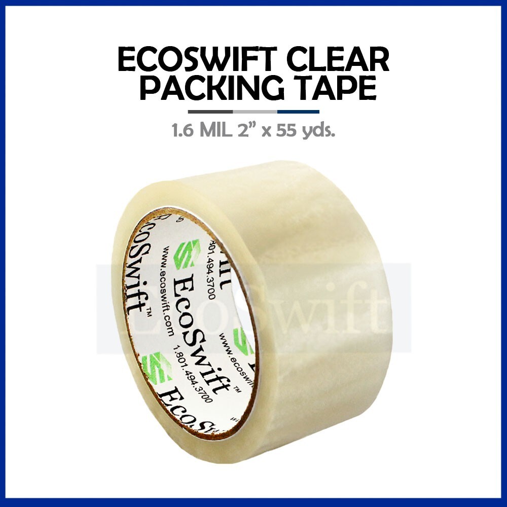 1 ROLL EcoSwift Carton Sealing Packaging Packing Tape 1.6mil 2" x 55 yard 165 ft