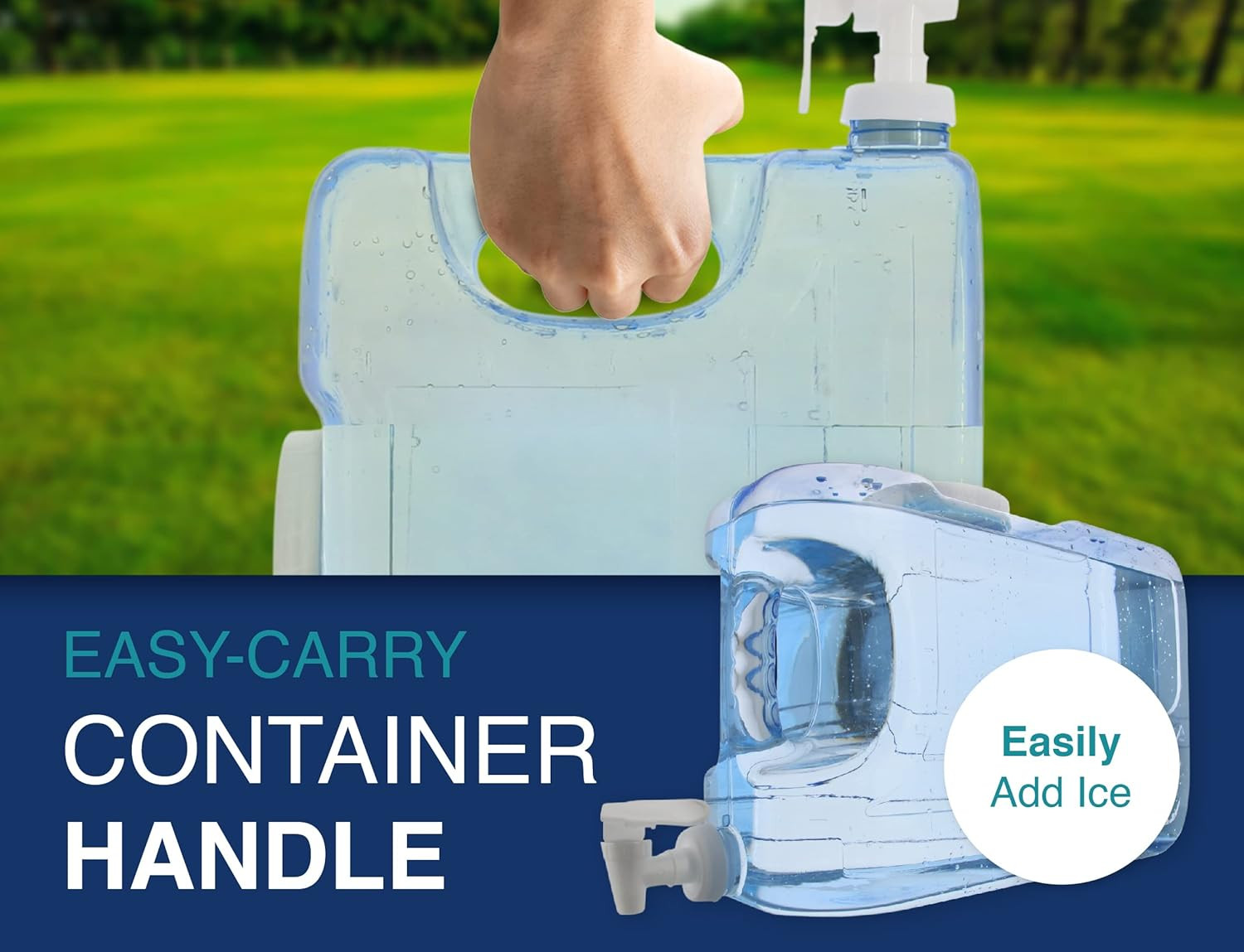 Oasis Drink Dispenser for Fridge, 2.5 Gallon - Plastic Beverage Dispenser with S