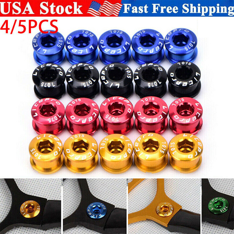 US Aluminum MTB Road BMX Bike Bolts Single Double Triple Chainring Screws 4/5pcs