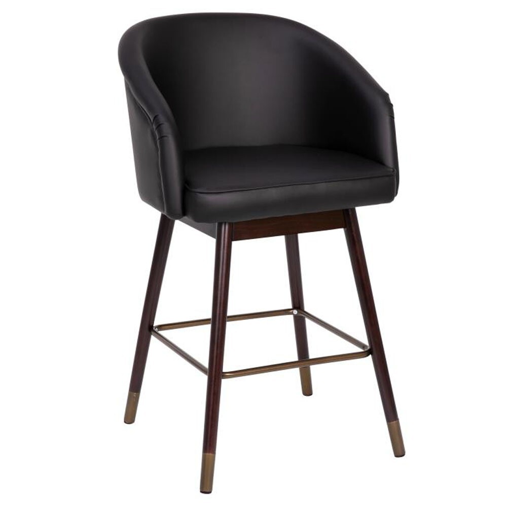Margie Modern Mid-Back 30" Stool GRAY with Walnut Finish Beechwood Legs