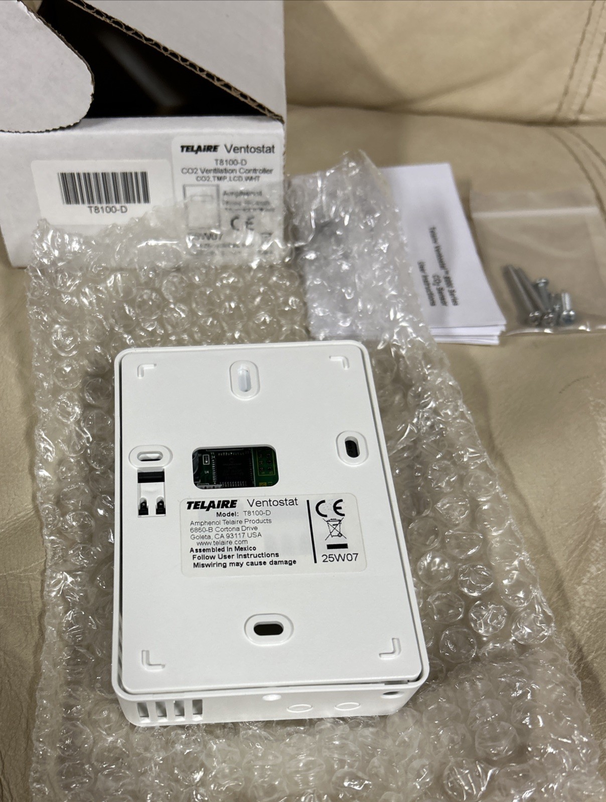 Amphenol Telaire T8100-D Ventostat CO2 Ventilation Controller TMP, LCD, WHT