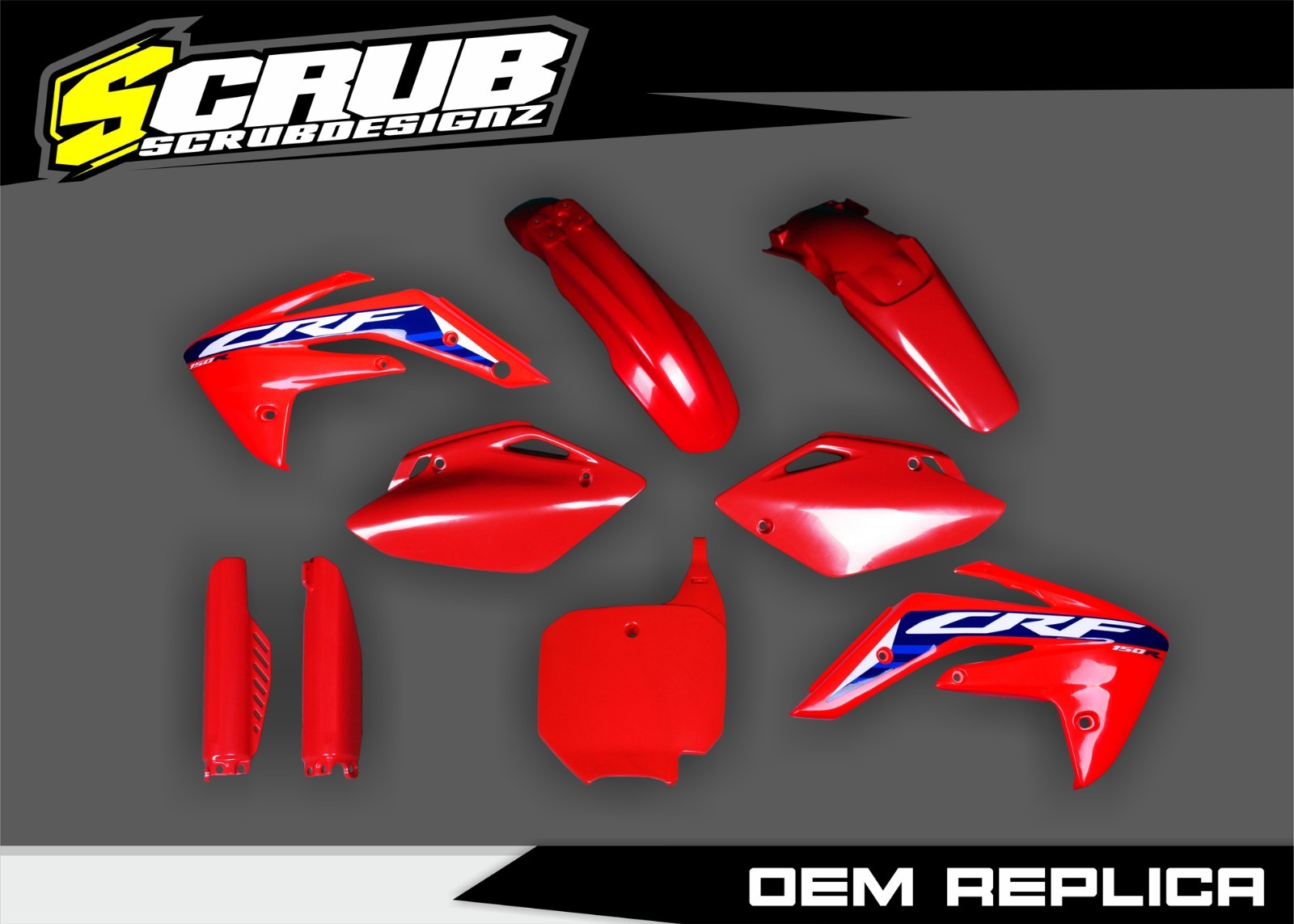 Plastics + replica graphics decals for Honda CRF150R 2007-2026