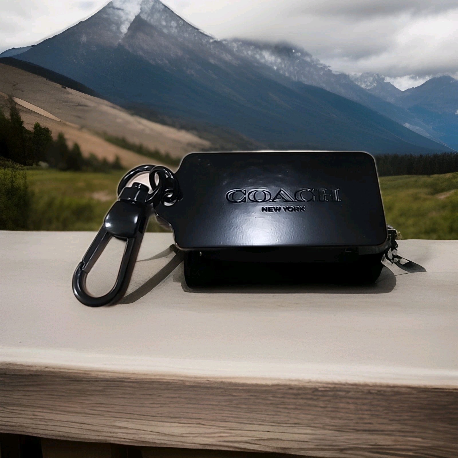 COACH NEW YORK ALL BLACK METAL KEYCHAIN / HANG TAG NEW LIMITED EDITION NEW