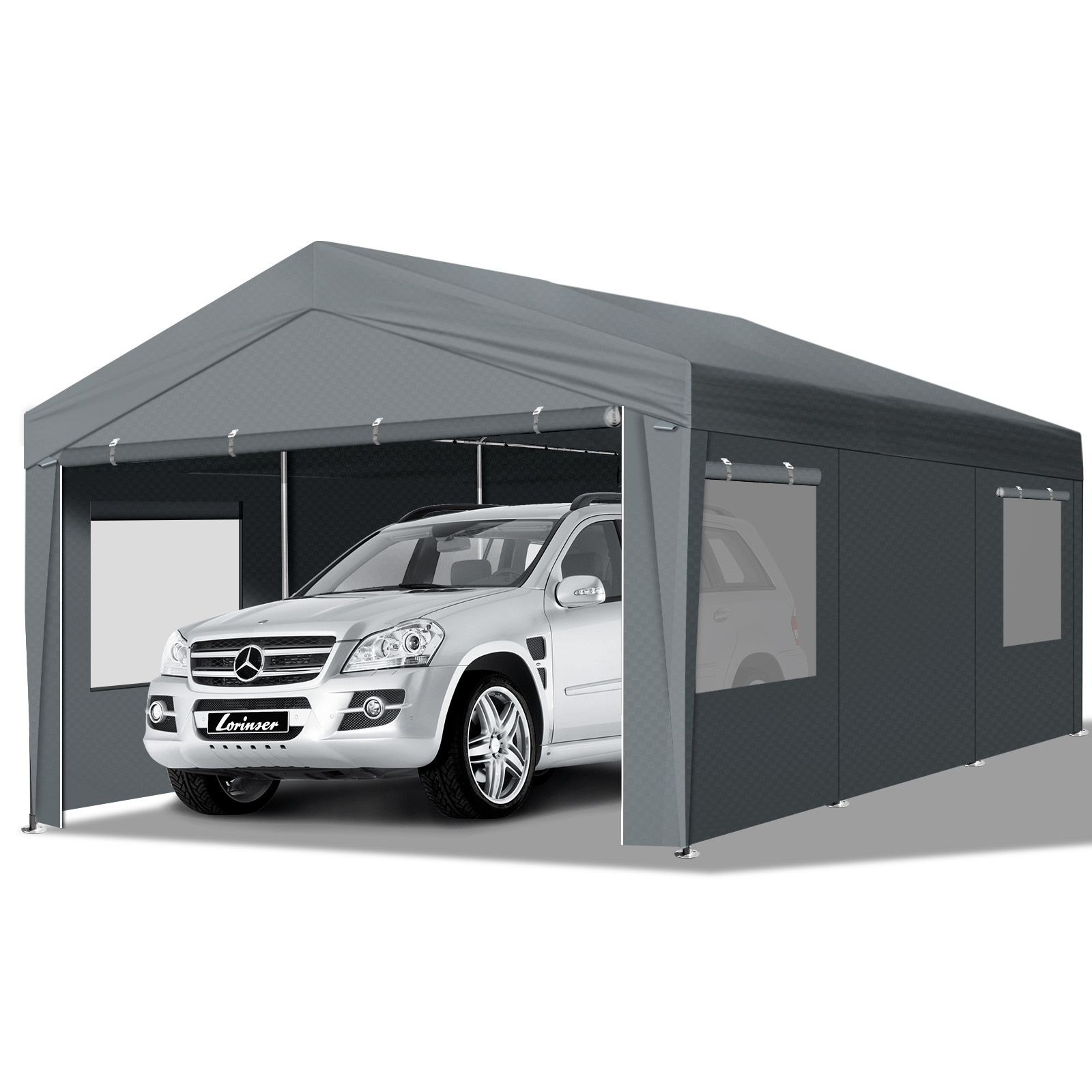 Carport Car Canopy Garage Shelter Tent 12x20FT 8 Legs Sidewalls & Windows