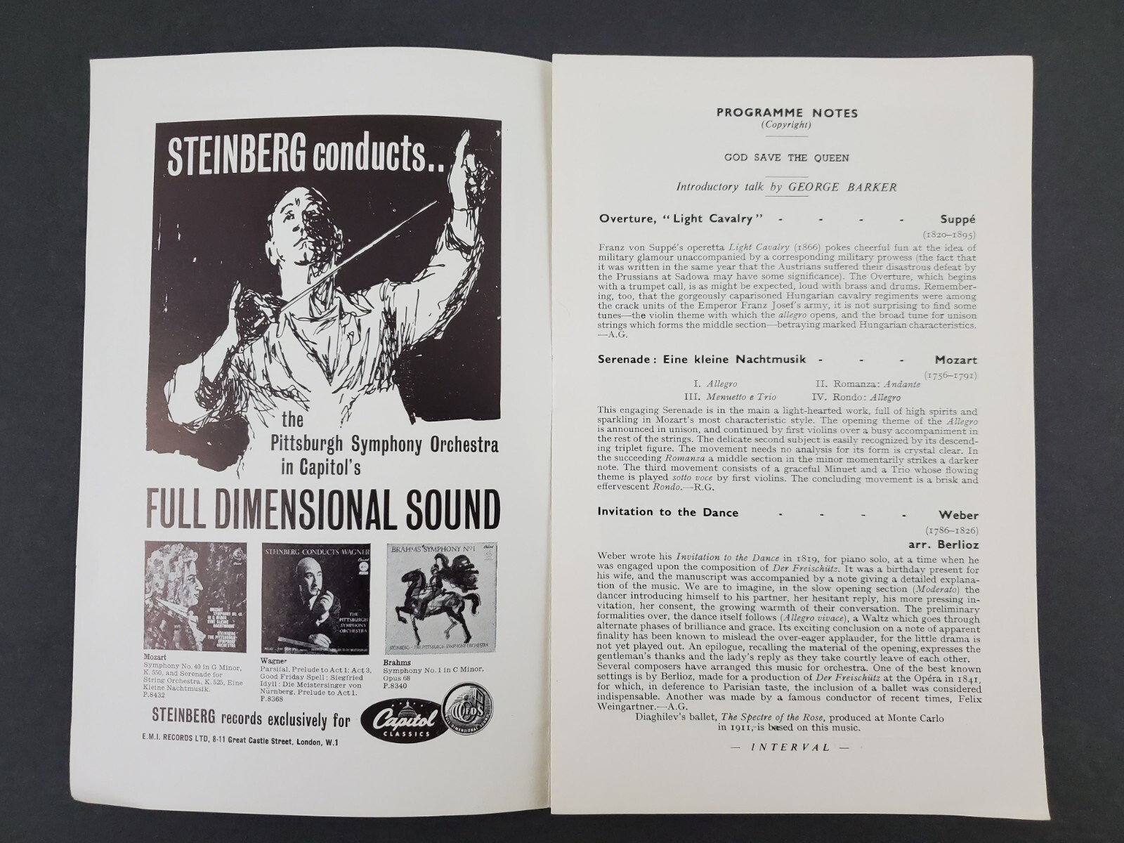 1959 London UK Philharmonic Orchestra Concert Die Flidermaus Vintage Program