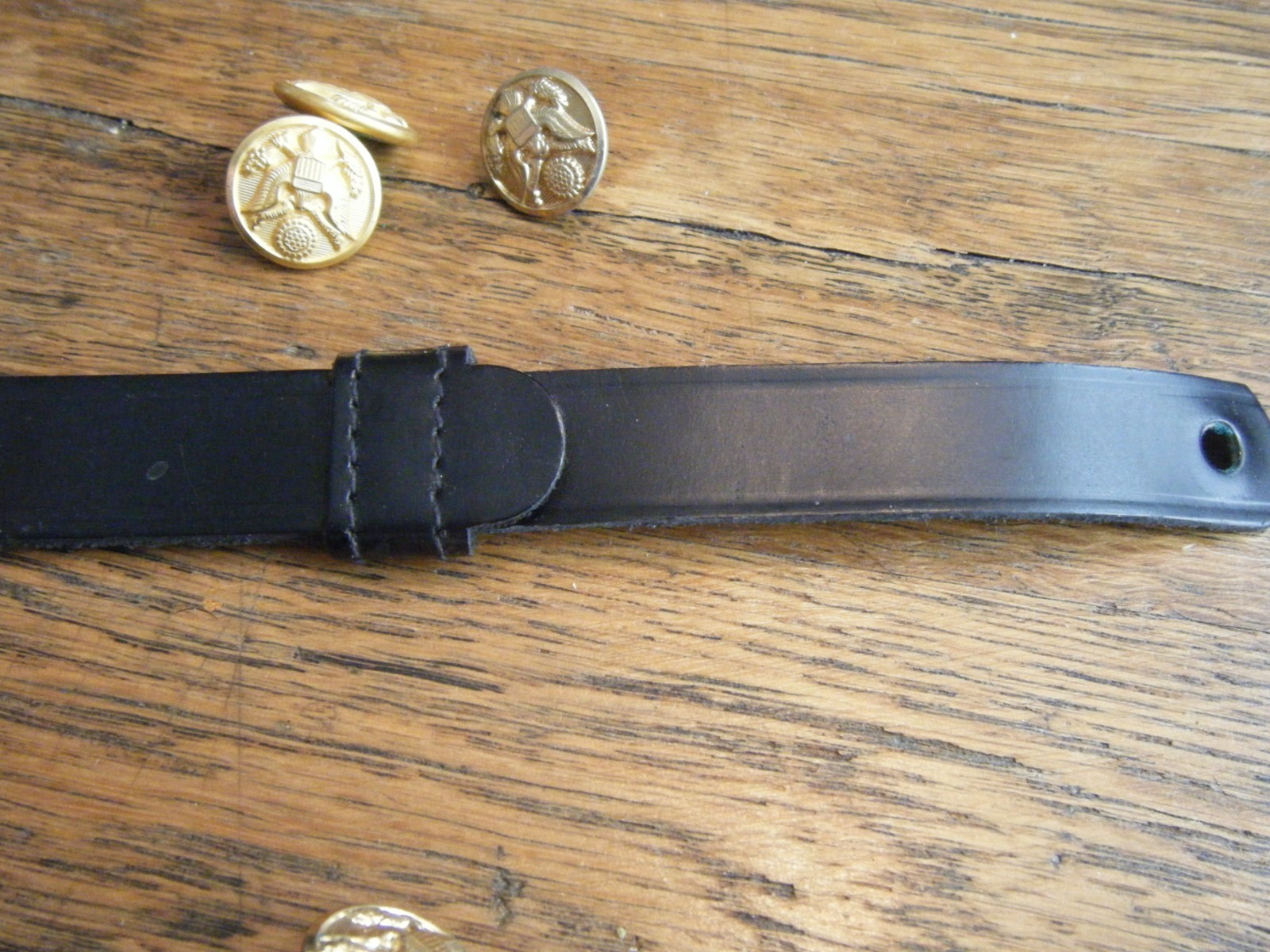 Genuine Army Black Leather Dress Hat with Adjustable Strap