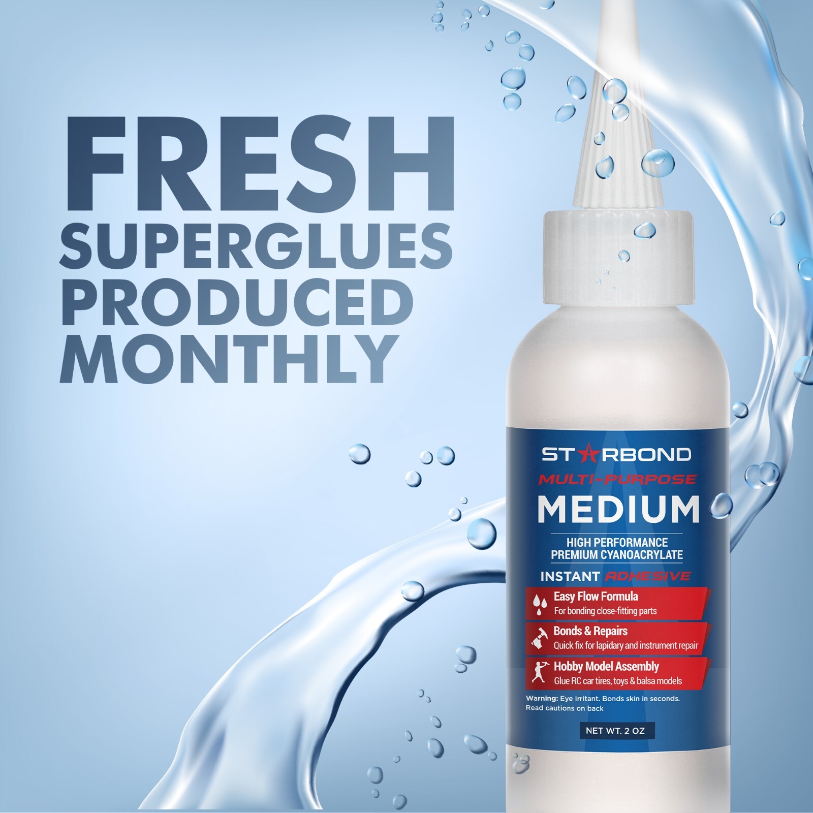 Starbond 2 oz. Multi-Purpose Medium - Super Glue (Premium Cyanoacrylate CA Glue)