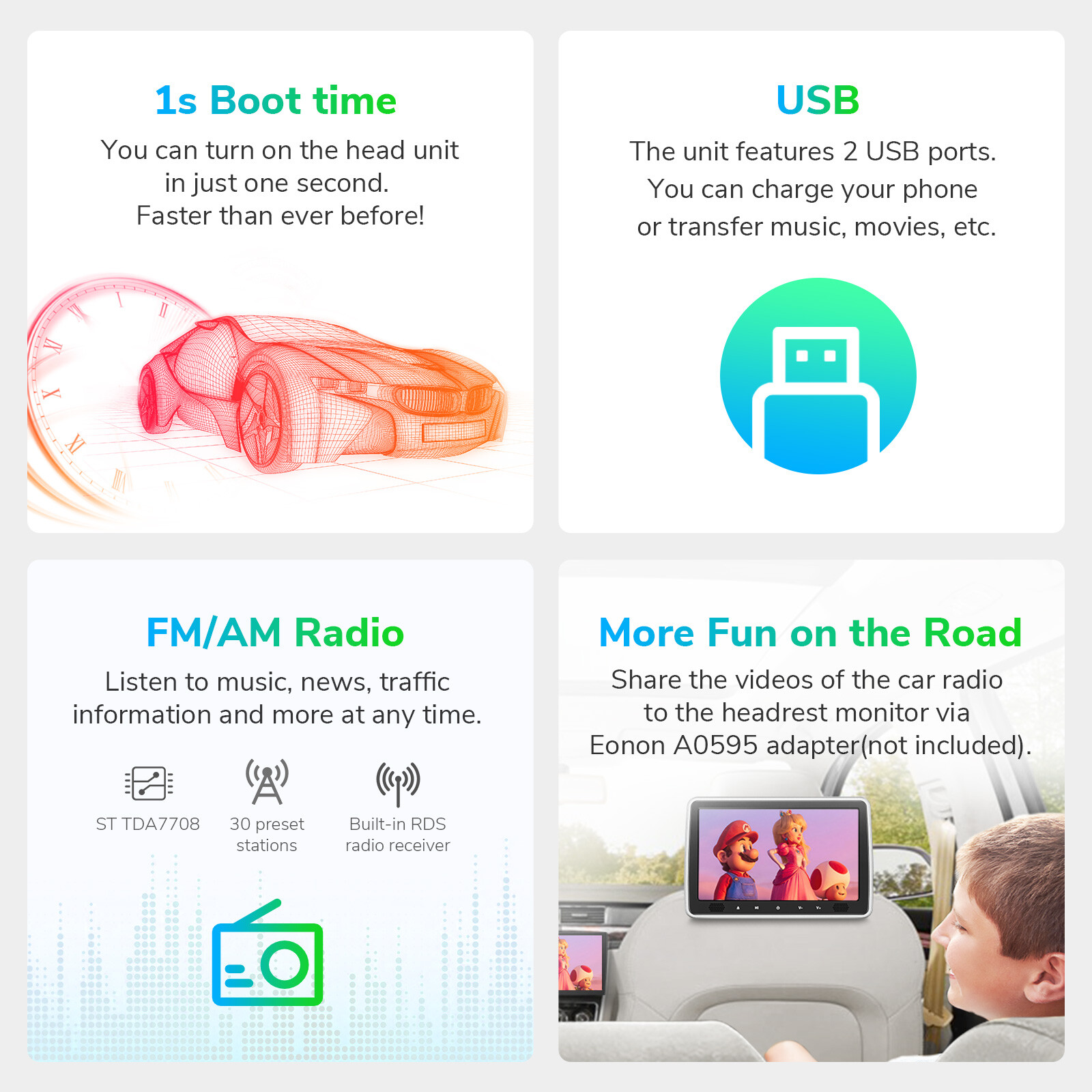 CAM+Car Stereo Android 12 8Core 4+64 For GMC Chevrolet Chevy Yukon Sierra Acadia