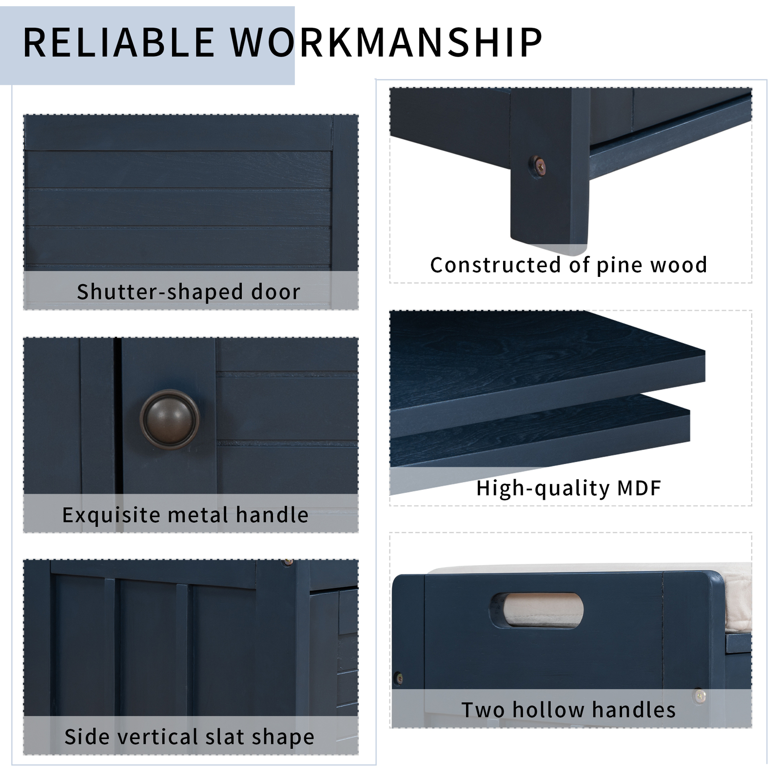 Storage Bench for Entryway, Shoe Bench with Lift Top Storage & 3 Doors w/Cushion