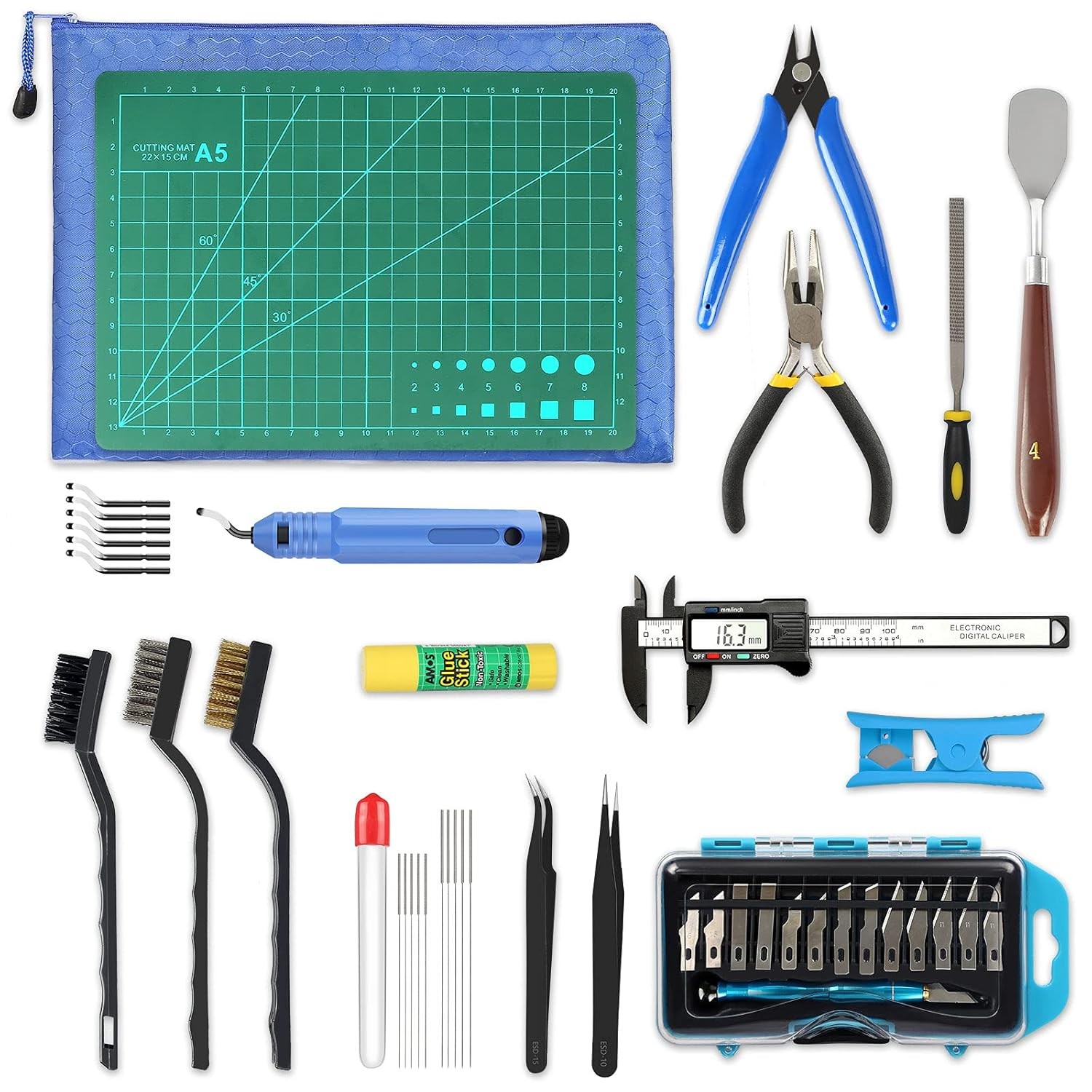 45 Pieces 3D Printer Tools Kit, Printing Accessory Includes Multicolor