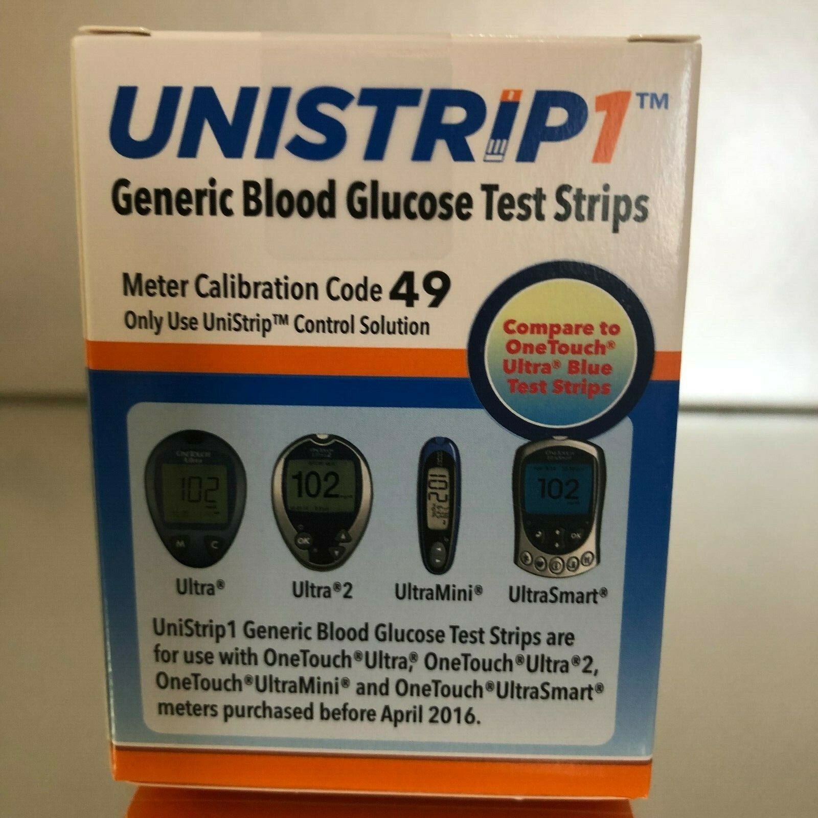 TRUE POINT - UNISTRIP 1 Blood Glucose Strips 300 Qty. Generic for ONE-TOUCH