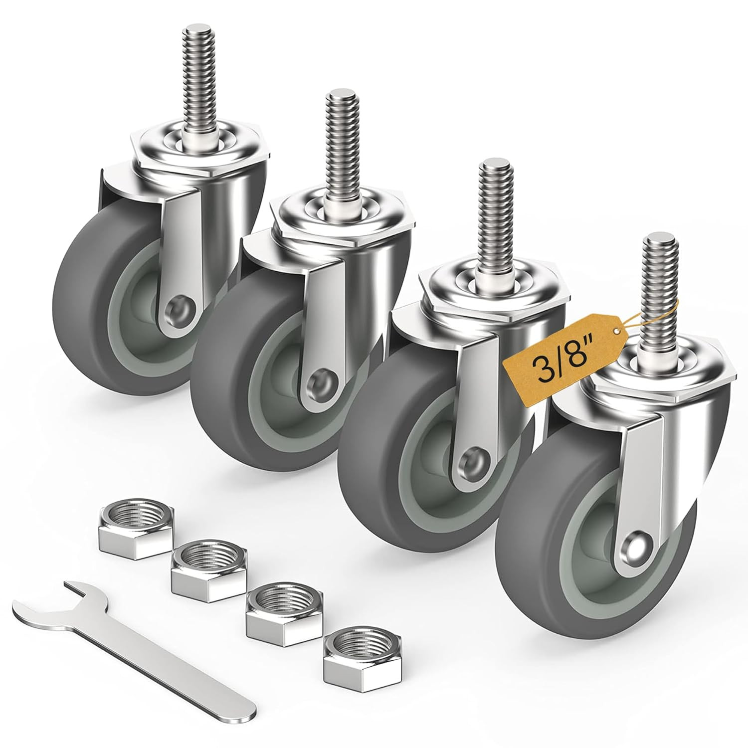3 Inch Caster Wheels Threaded Stem Casters Set of 4 Heavy Duty Swivel Wheel