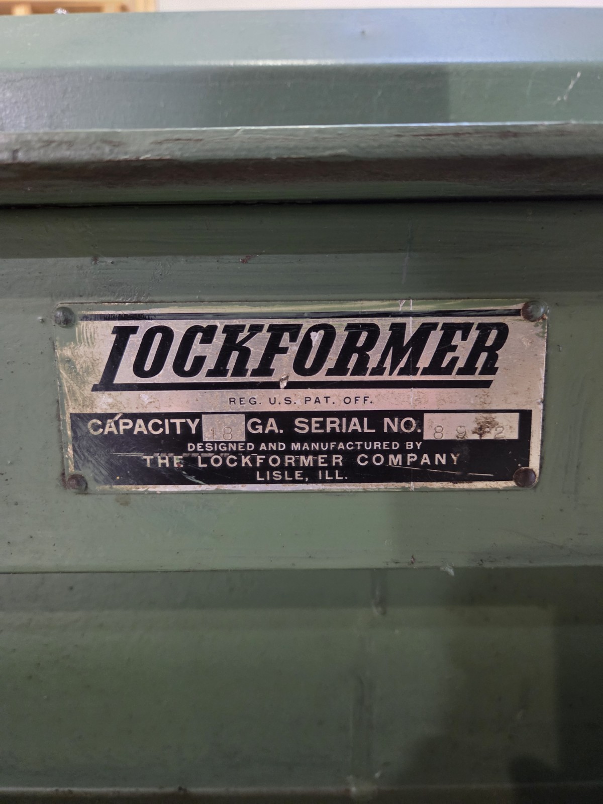 Lockformer 18 Gauge Pittsburgh Roll Former Machine