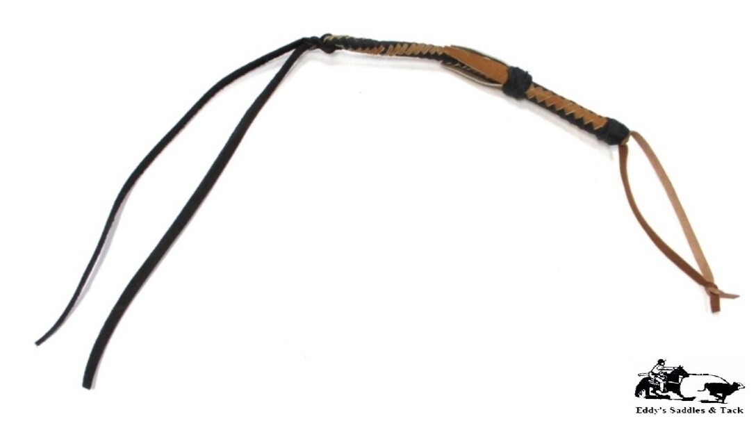 Braided Leather Quirt Brown and Black Handmade Old Style Vaquero New Free Ship