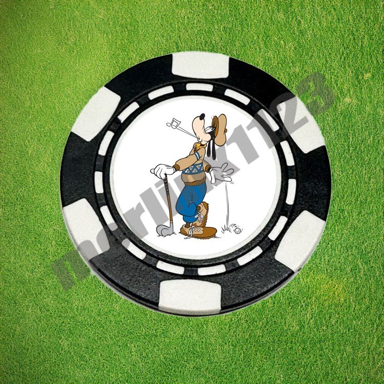 Goofy Clay Poker Chip Golf Ball Marker Card Guard Disney
