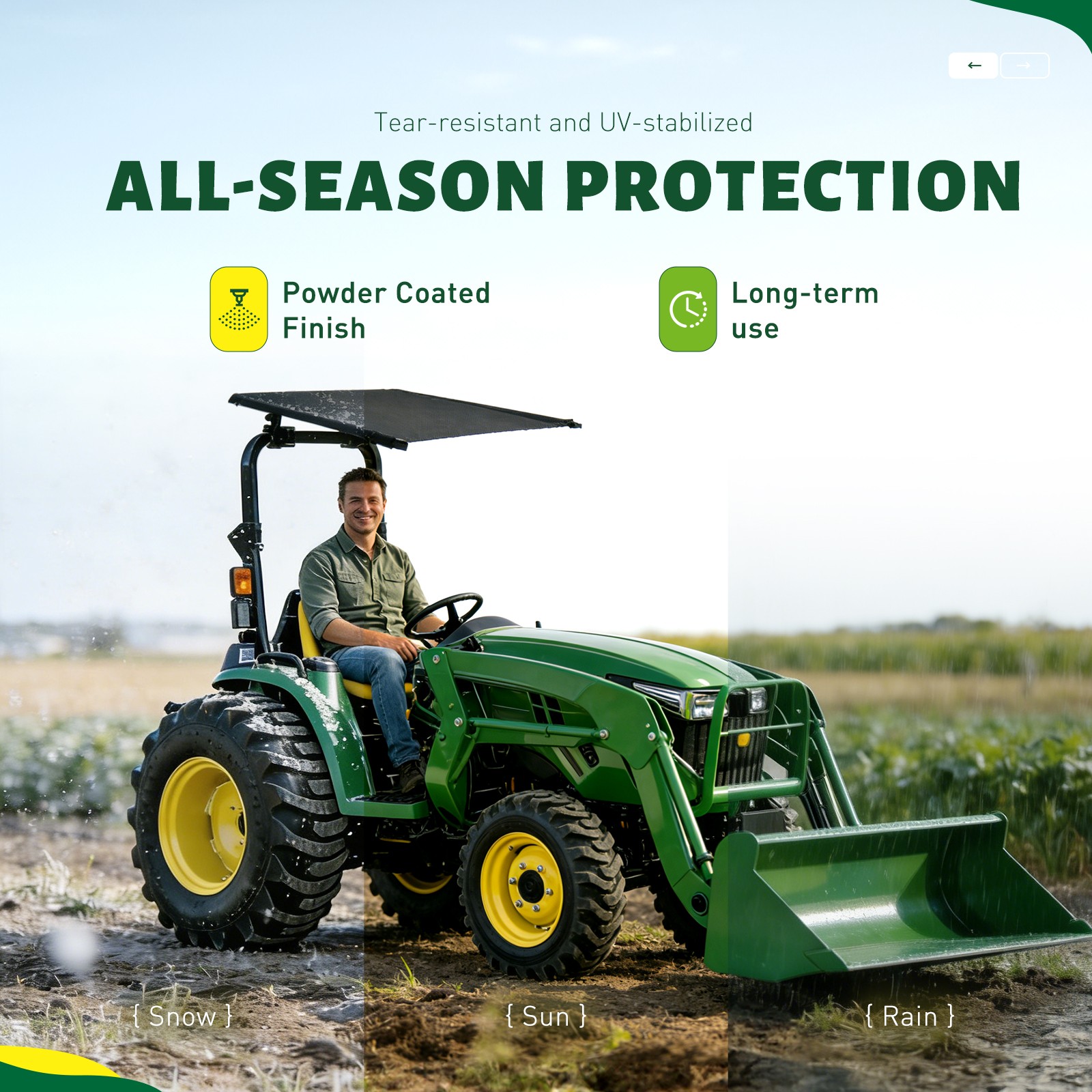 John Deere Kubota ROPS Tractor Canopy Top UV Cover, New