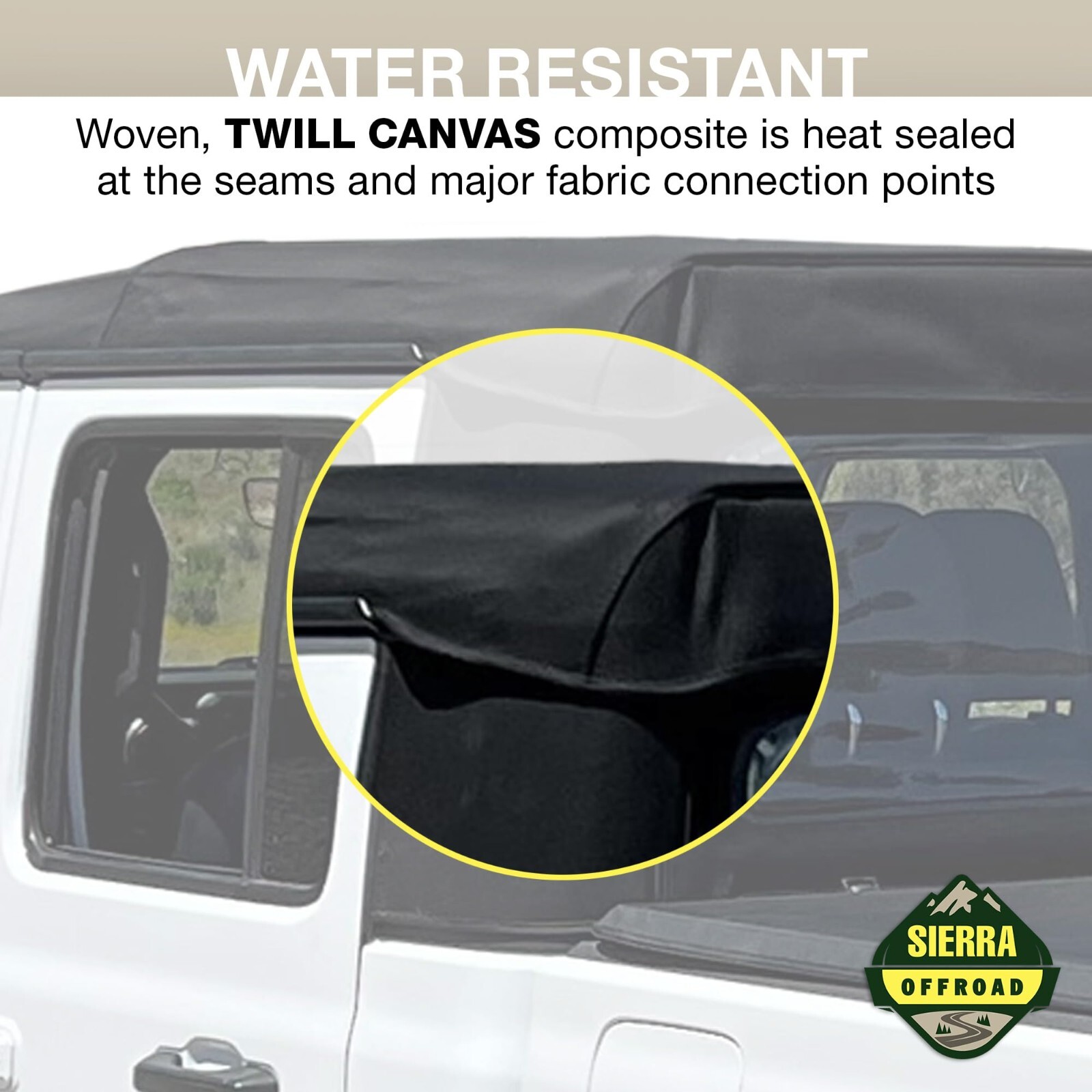 Sierra Offroad Soft Top 2020-2026 Jeep Gladiator JT Black, Twill Canvas 4DR