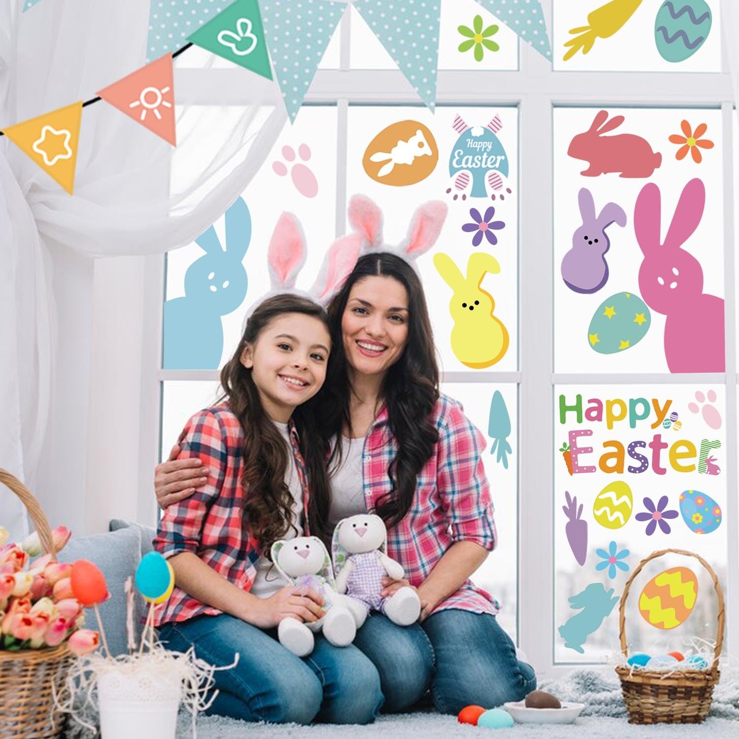 9 Sheet Easter Window Clings Decorations, Decorations for Glass