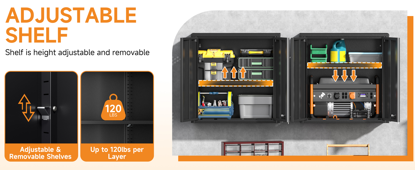 Wall Mounted Metal Lockable Storage Cabinet Garage Wall Cabinet Tool Cabinet