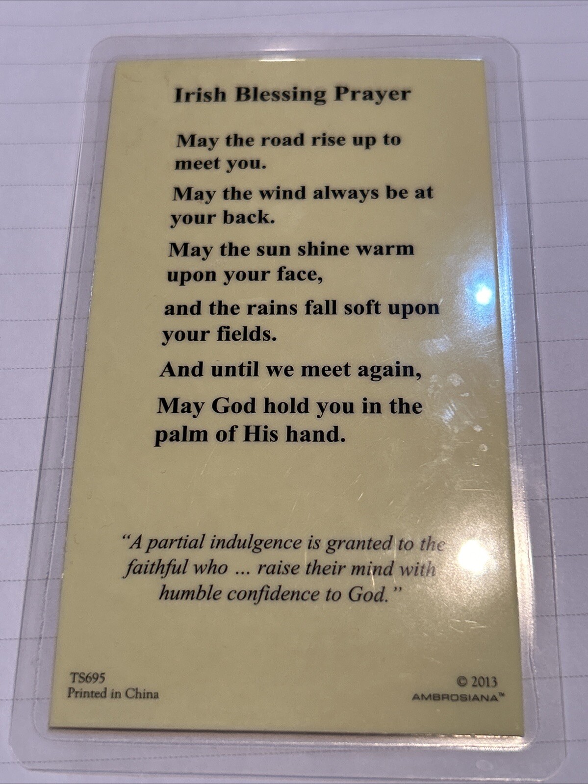 Holy Card “Irish Blessing Prayer” Laminated Prayer Card