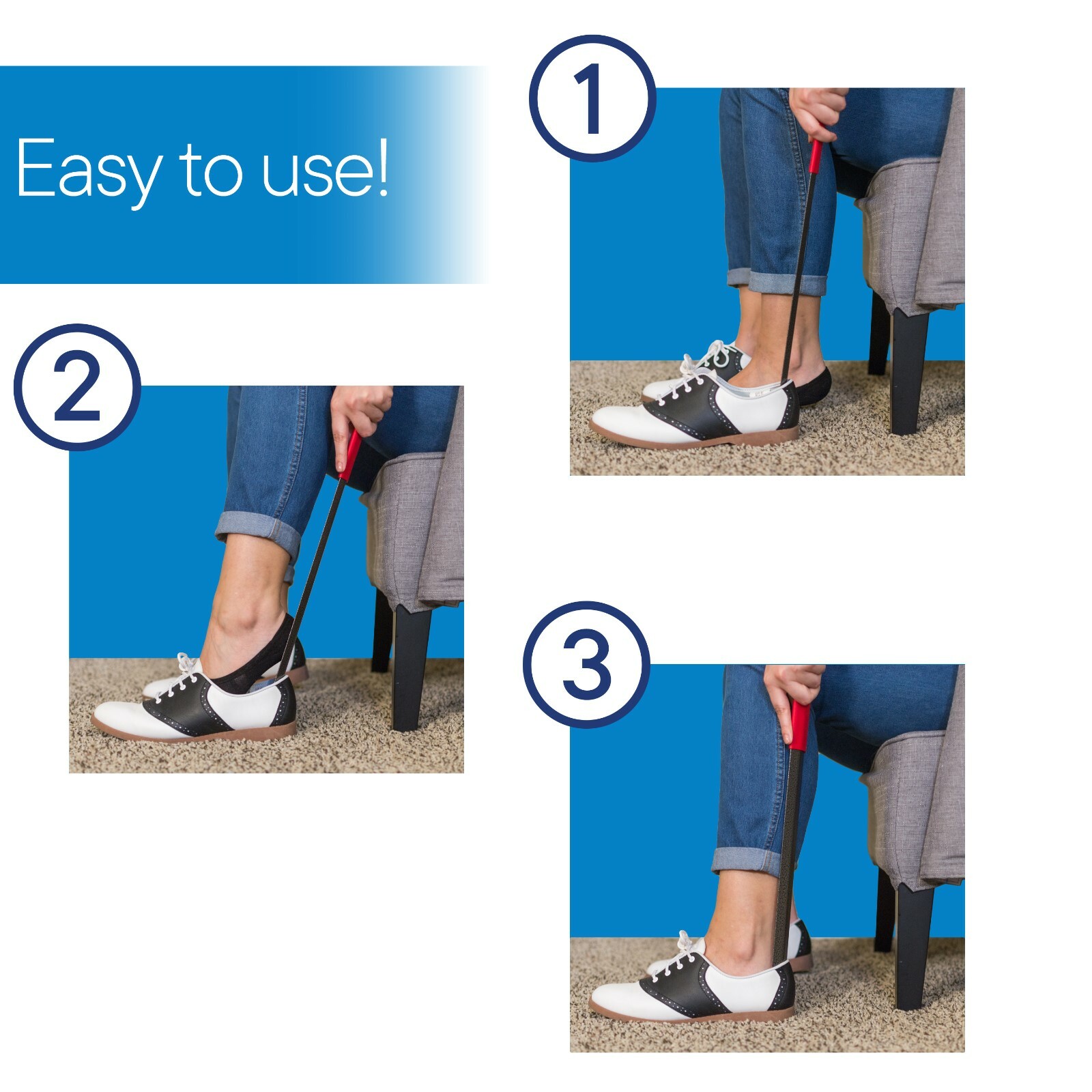 RMS 2-Pack Long Handled Metal Shoe Horn (Sizes: 18", 24" and 18"/24" combo)