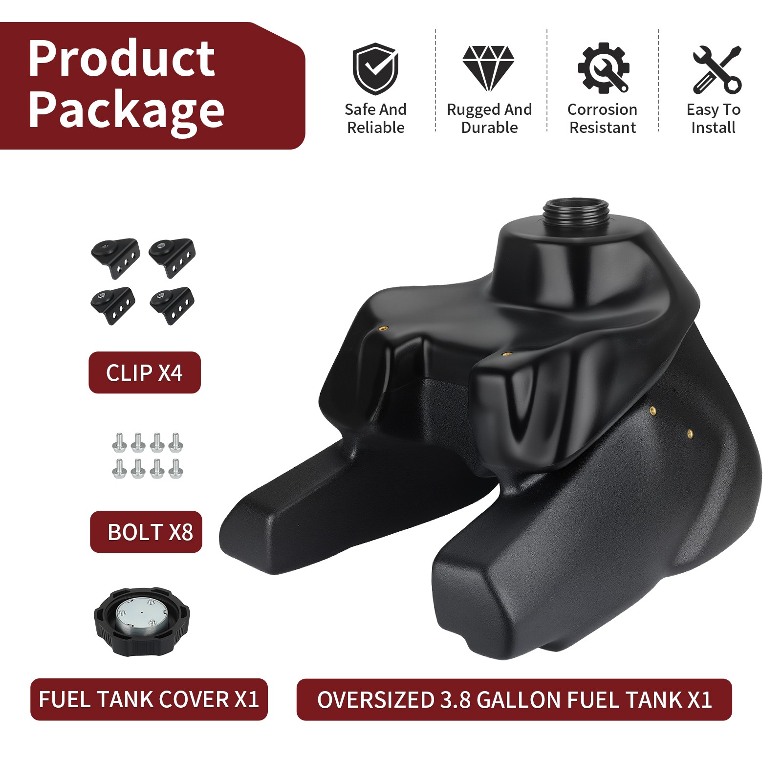 Gas Tank Fuel Oversized 3.8 Gallon for Yamaha YFM350X Warrior 350 1987-2003 2004