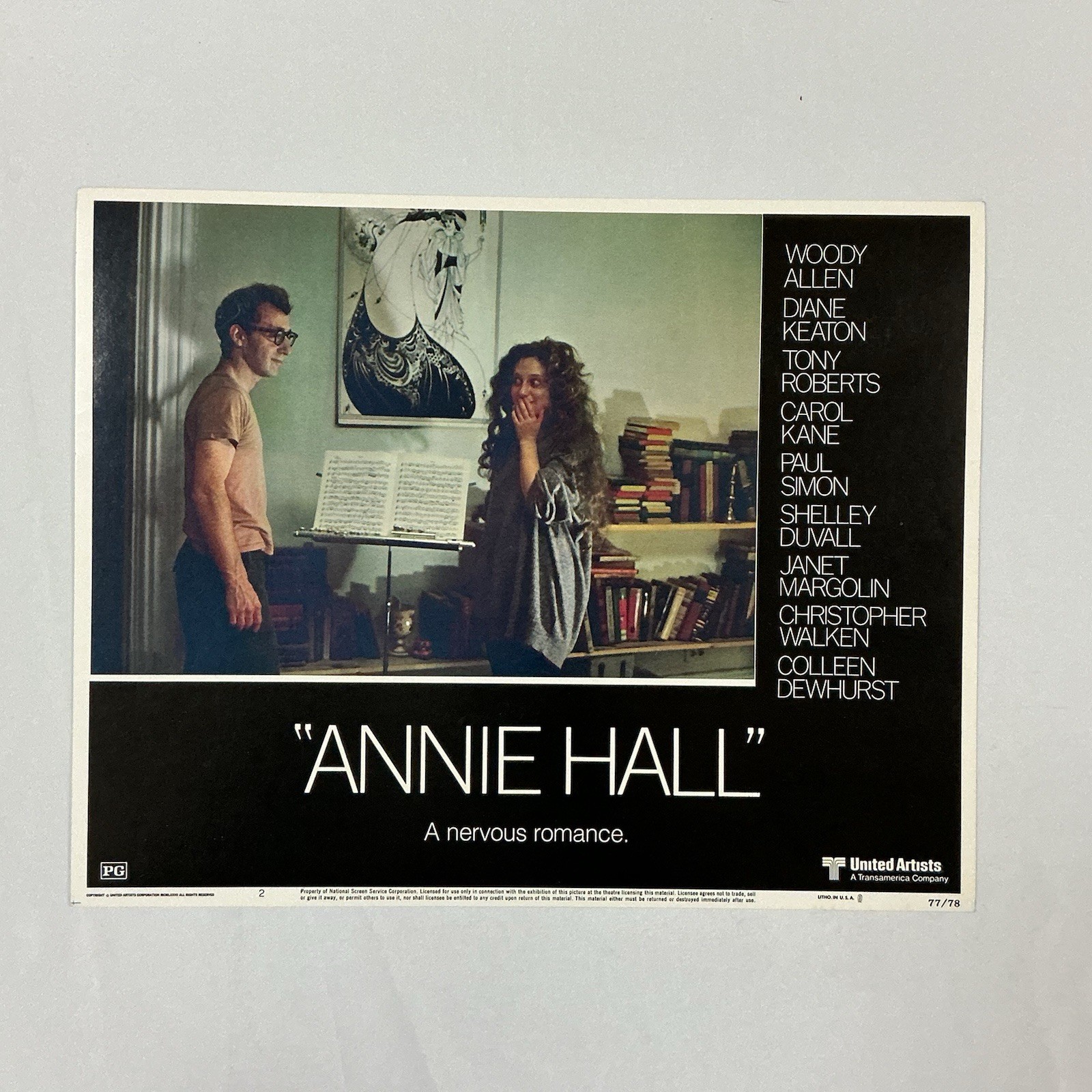 1977 Annie Hall Original 11x14” Lobby Card Woody Allen Diane Keaton