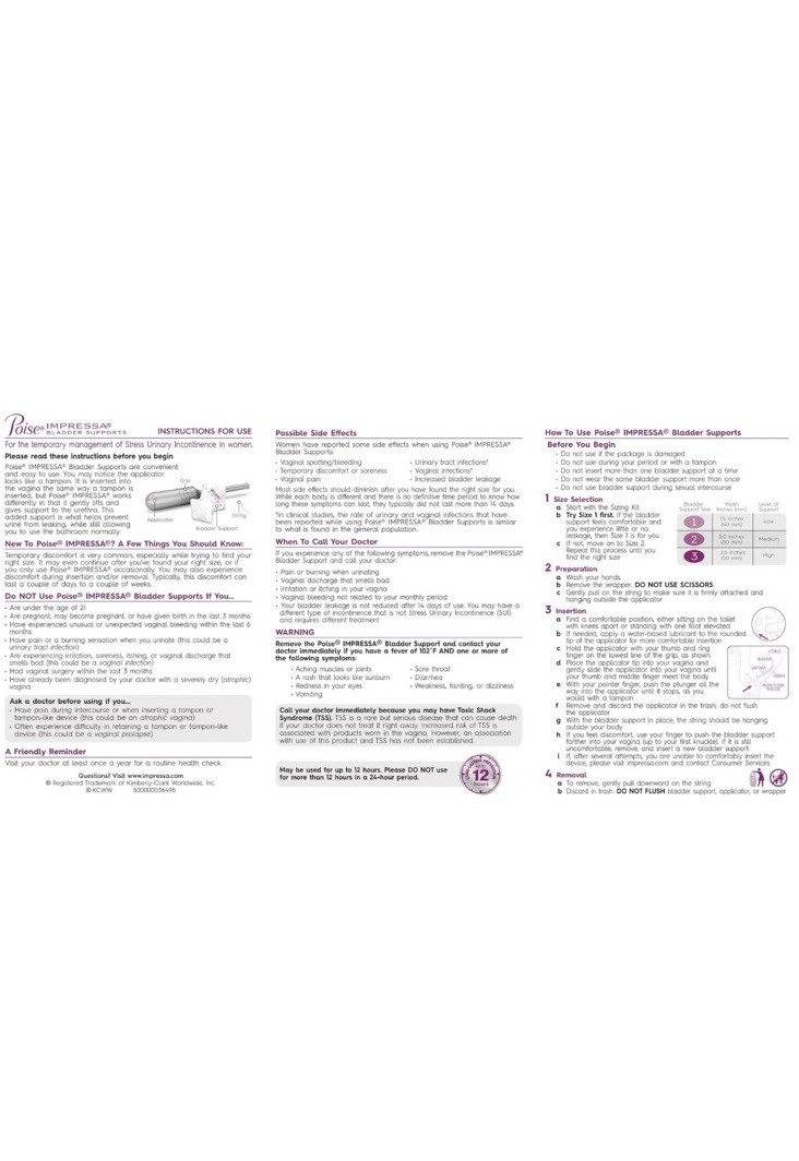 Poise Impressa 8 Count Bladder Supports Size 3