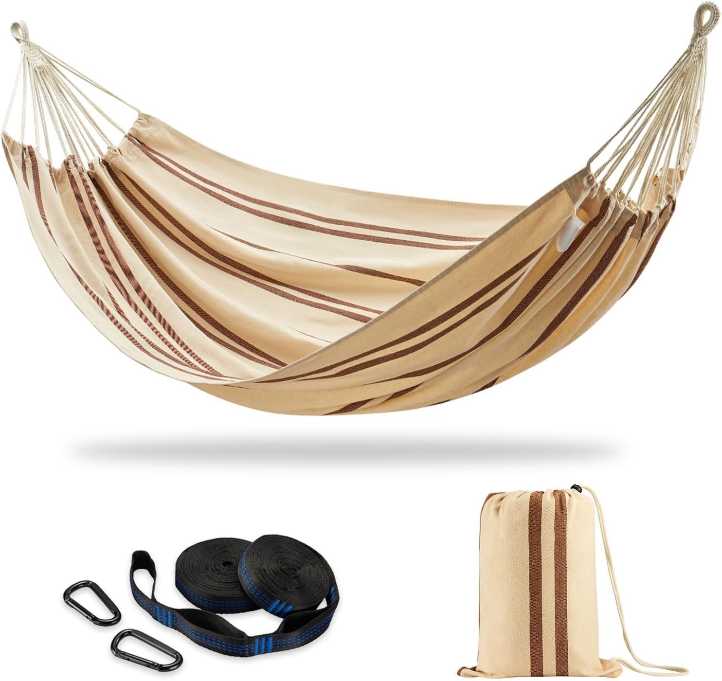 Patio Double Hammock with Tree Straps 94x63IN 2 Persons Hammock for Backyard
