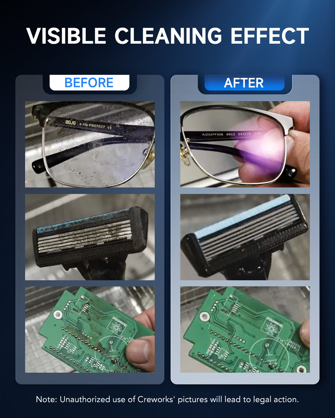 CREWORKS 2L to 30L Ultrasonic Cleaner Titanium Steel w/ Degas & Gentle Mode