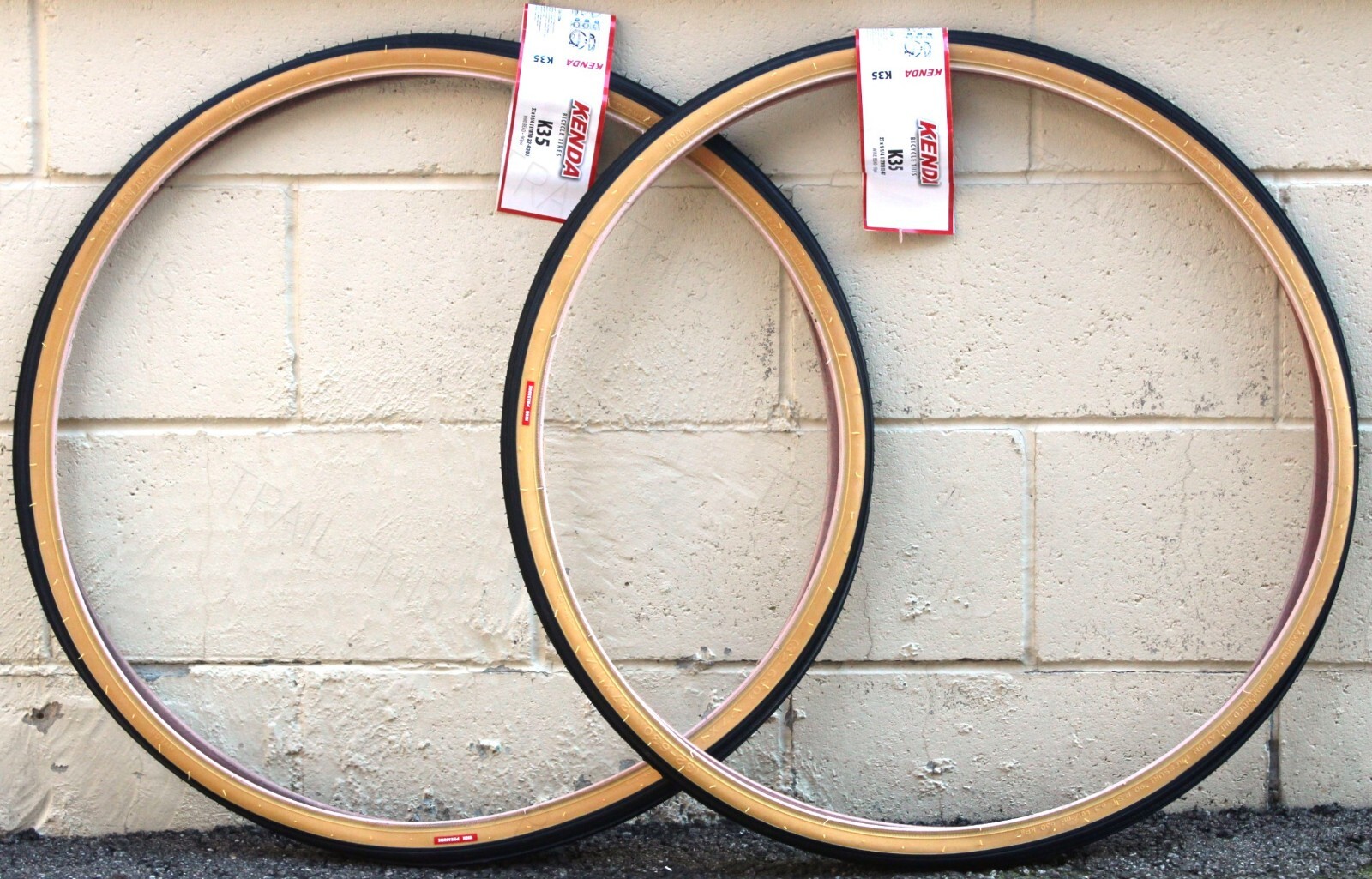 2-Pack Kenda K35 Gumwall 27x1-1/4" Road Bike Tires Tubes & Rim Strips Set Kit