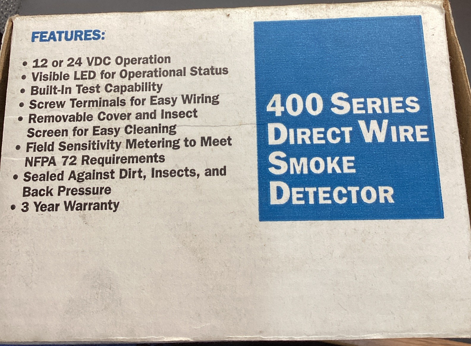 System Sensor Photoelectric Smoke Detector S 400 Series 2412B NEW