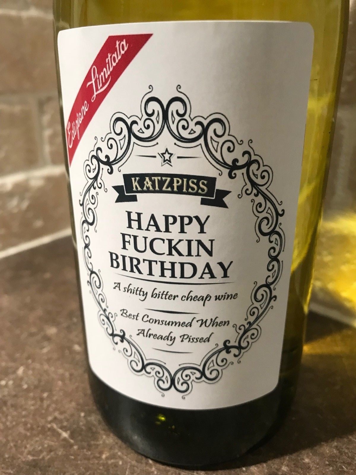 ALL 4 X different Funny Novelty Wine Bottle Labels birthday Joke Humour